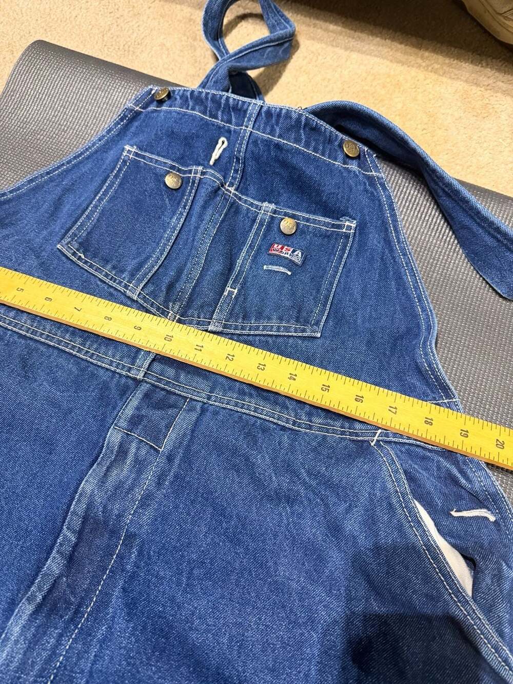 USA Works Bib Overalls Mens Size 40x32 Jeans Blue Denim Pants